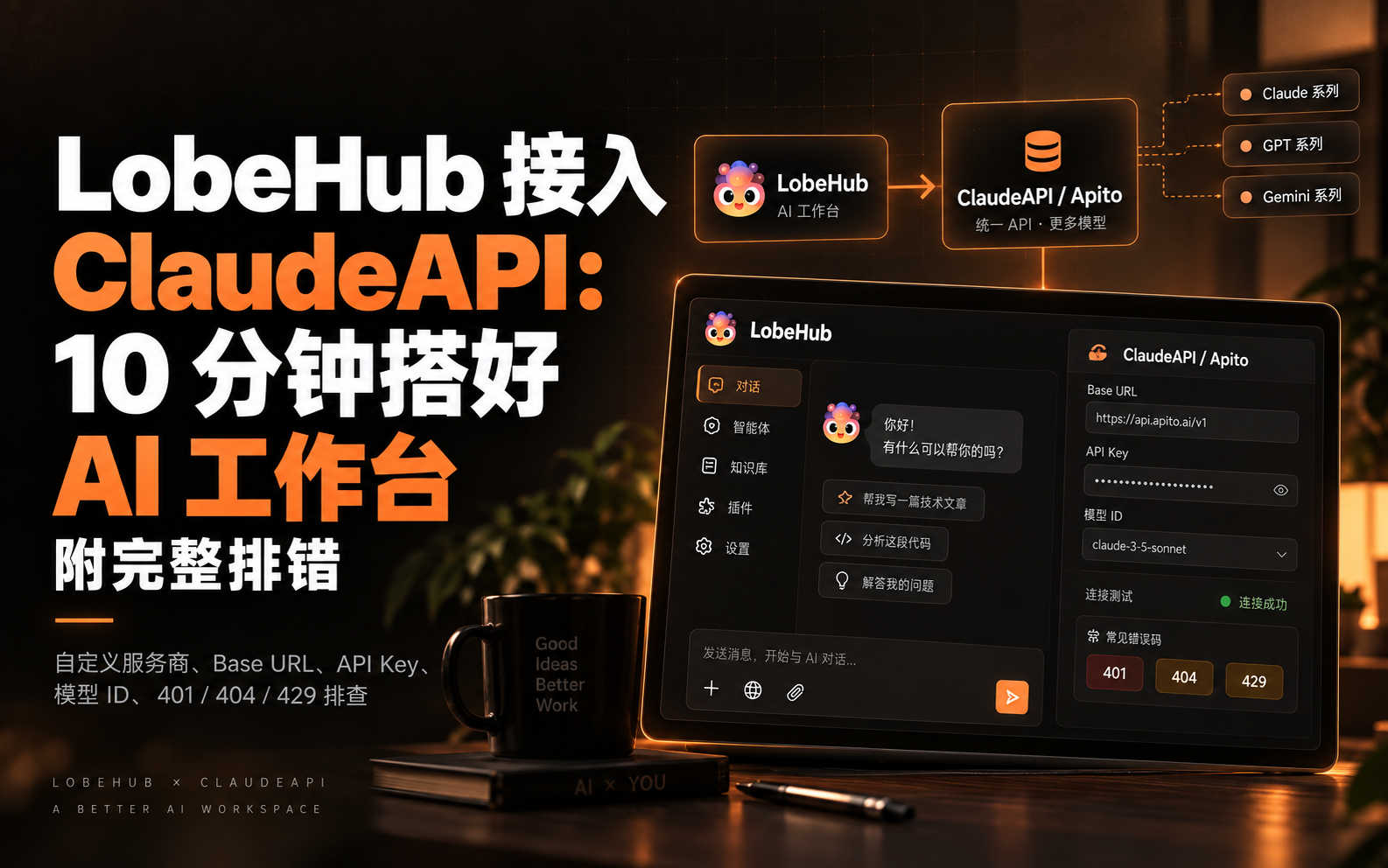 LobeHub 接入 ClaudeAPI：10 分钟搭好 AI 工作台，附完整排错